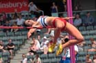Emma Nuttall winner of the high jump at the Sainsbury's British Championships, Birmingham.
